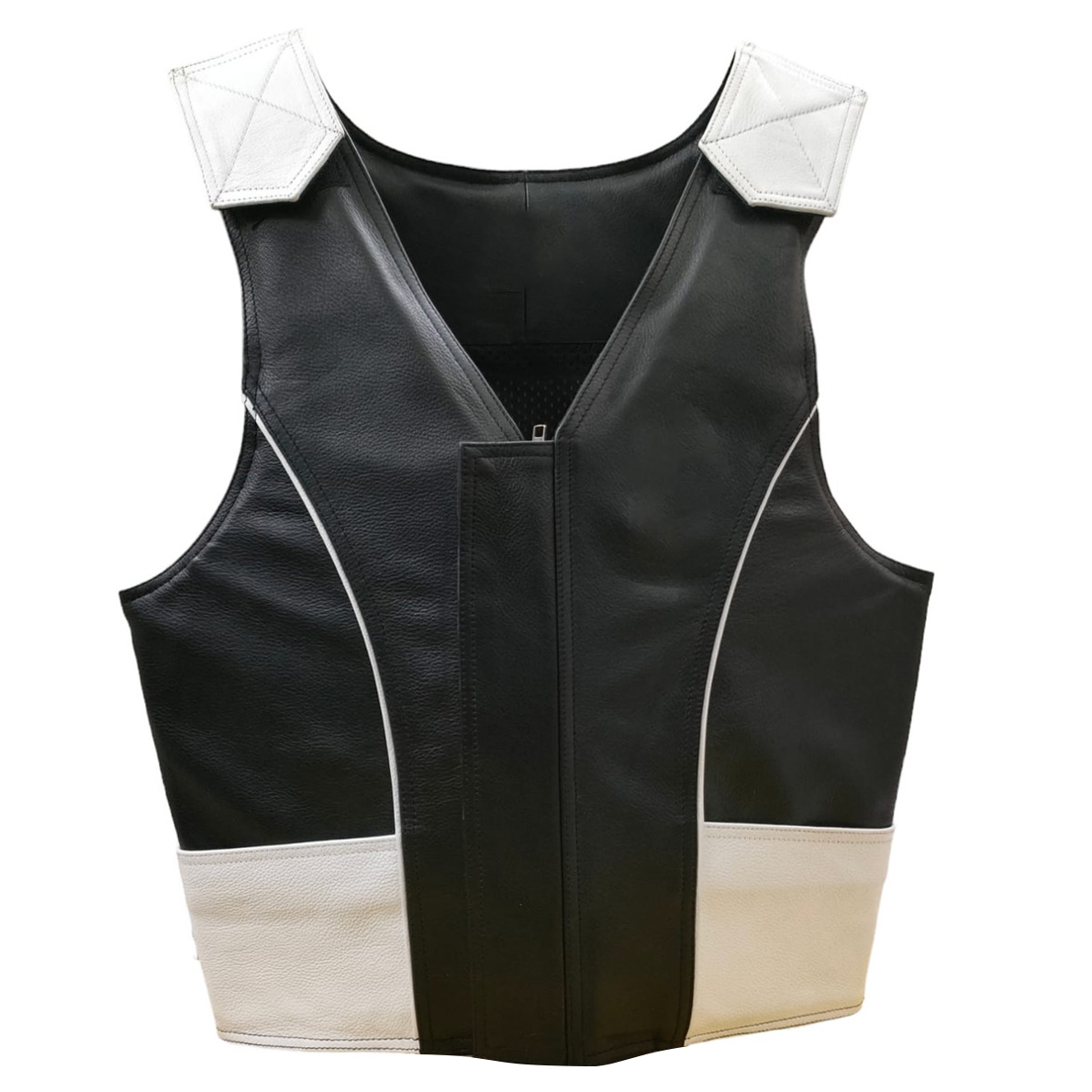 Leather Bull Riding Vest Black & White
