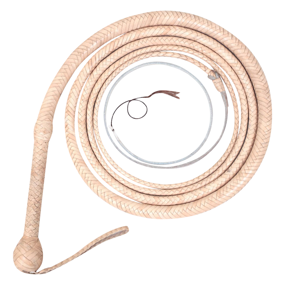 Bull Whip 04 Feet 12 Plaits Real Tan Leather
