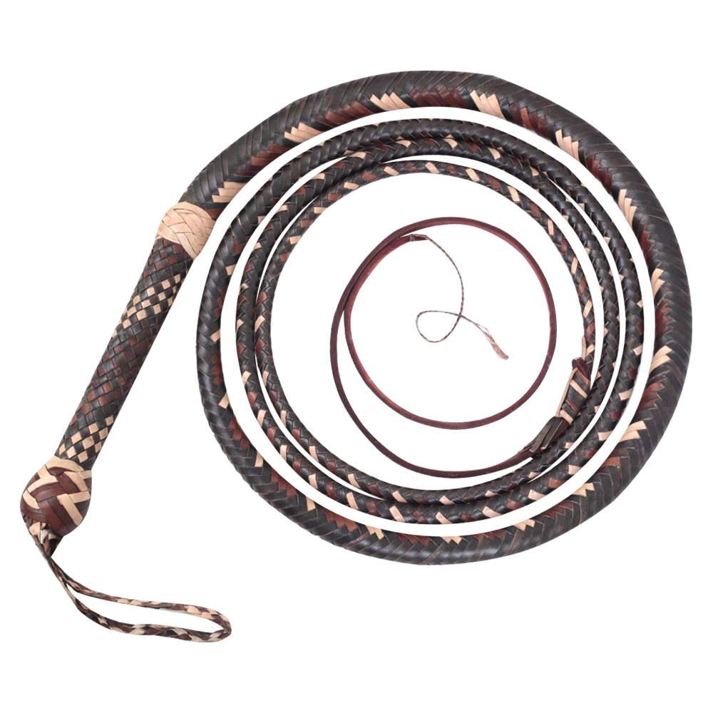 Bull Whip 04 Feet 12 Plaits Cow Hide Tan Leather