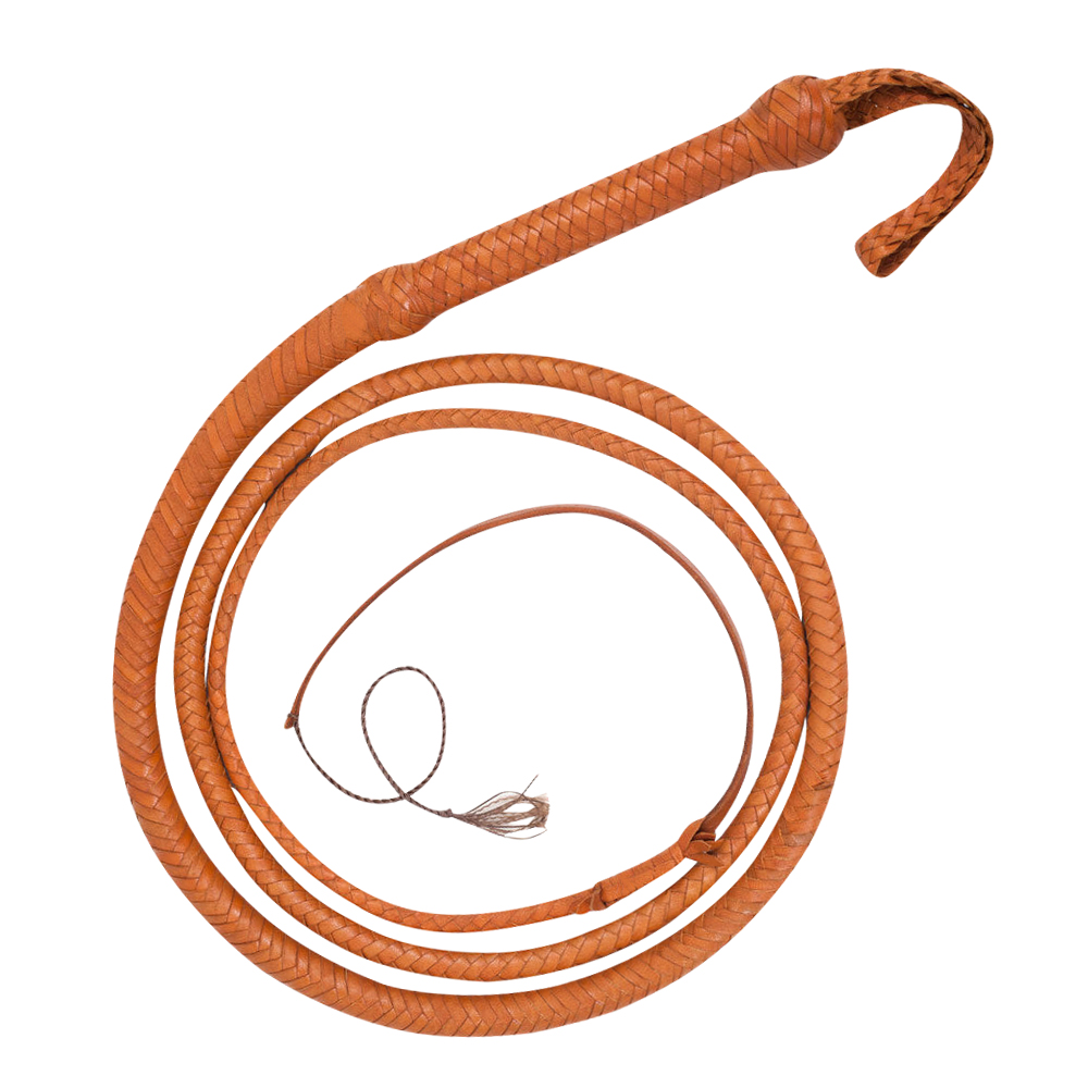 Bull Whip 04 Feet 12 Plaits Real Tan Leather