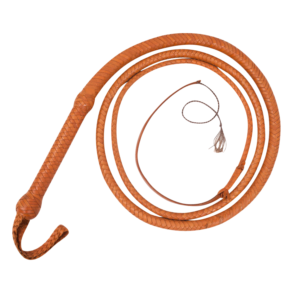 Bull Whip 04 Feet 12 Plaits Real Tan Leather