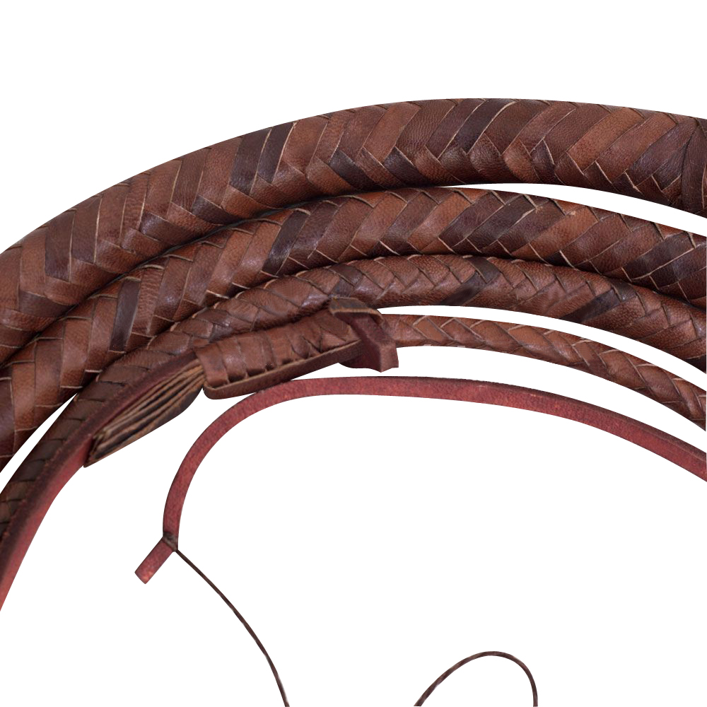 Brown Bull Whip 04 Feet 12 Plaits Cow Hide Leather