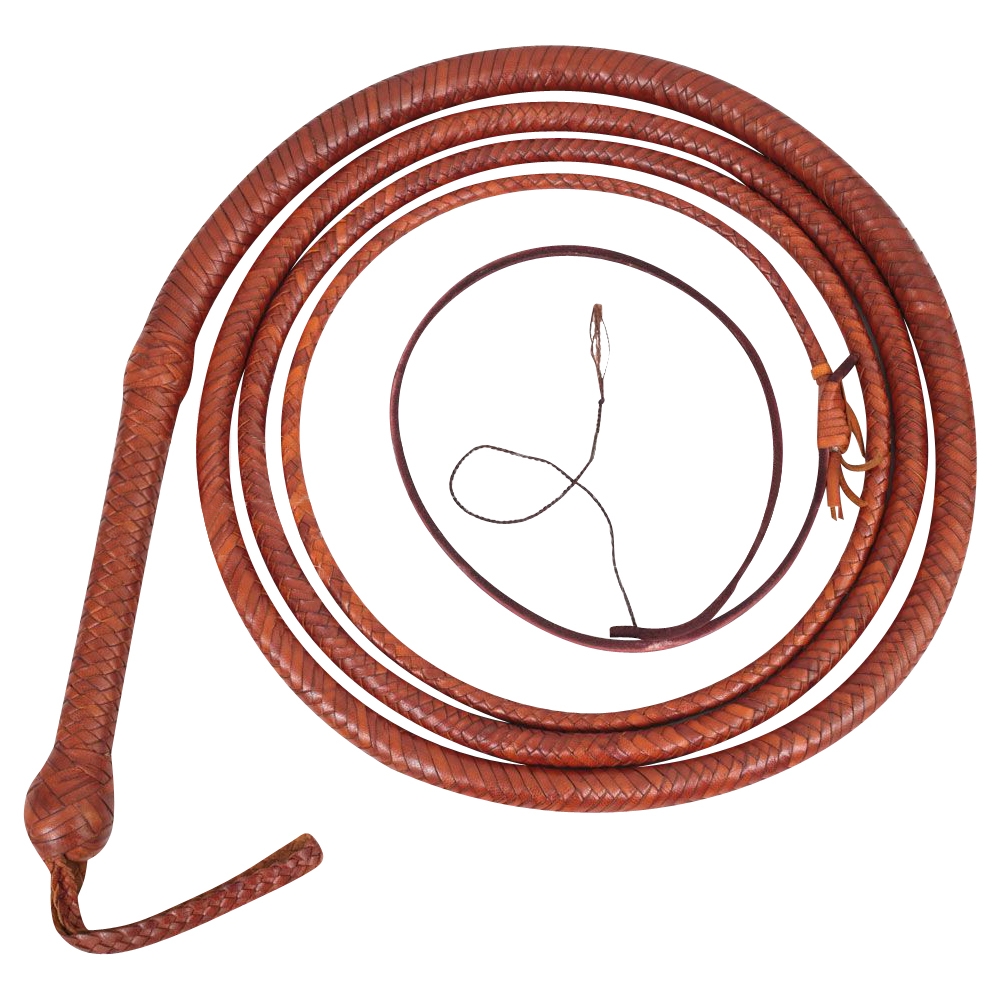 Bull Whip 04 Feet 12 Plaits Cow Hide Tan Leather