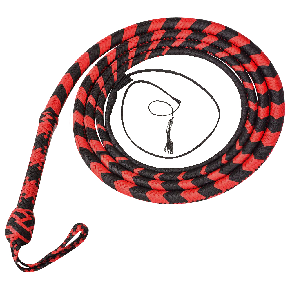 Bull Whip 06 To 16 Feet 12 Plaits Red & Black